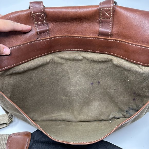 Vintage LL Bean Waxed Cotton Canvas & Leather Messenger Briefcase - Picture 13 of 16